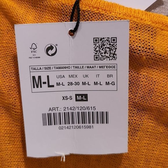 Orangish-yellow Zara linen kaftan dress size M/L, new with tags - Picture 10 of 11